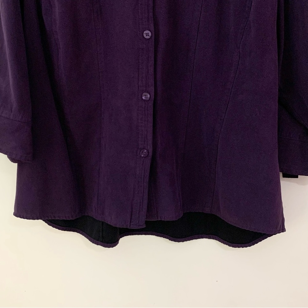 Dress Barn Woman Suede Button Down Shirt • Purple Blouse 14W 16W EUC OBO - Picture 5 of 11
